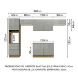 Combo completo de Cocina 340cm Marrón/Gris Lux Madesa 01