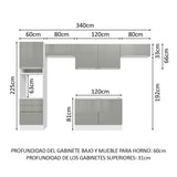 Combo completo de Cocina 340cm Blanco/Gris Lux Madesa 01