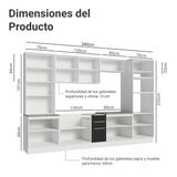 Combo completo de Cocina con Cristalero 340 cm Madesa Lux BN 02