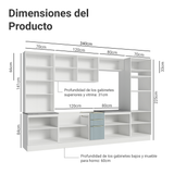 Combo completo de Cocina con Cristalero 340 cm Madesa Lux BG 02