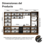 Combo completo de Cocina 340 cm 14 Puertas 3 Cajones Sin Mesada Marrón/Negro Lux Madesa