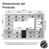 Combo completo de Cocina 340 x 60 cm Blanco/Negro Lux Madesa 04
