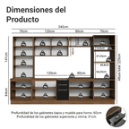 Combo completo de Cocina 340 cm 14 Puertas 3 Cajones Sin Mesada Marrón/Negro Lux Madesa