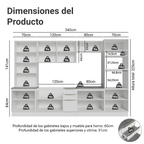 Combo completo de Cocina 340 cm 14 Puertas 3 Cajones Sin Mesada Blanco Lux Madesa