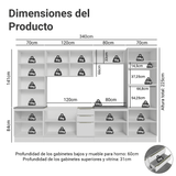 Combo completo de Cocina 340 x 60 cm Blanco/Blanco Aterciopelado Lux Madesa 04