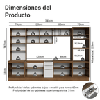 Combo completo de Cocina 340 cm 14 Puertas 3 Cajones Sin Mesada Marrón/Blanco Lux Madesa