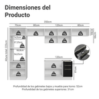 Combo completo de Cocina 350 cm 9 Puertas 3 Cajones Sin Mesada Blanco/Negro Lux Madesa