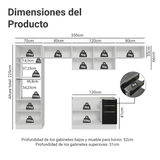 Combo completo de Cocina 350 cm Blanco/Negro Lux Madesa 01