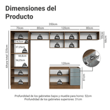 Combo completo de Cocina 350 cm Marrón/Gris Lux Madesa 01