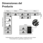 Combo completo de Cocina 350 cm 9 Puertas 3 Cajones Sin Mesada Blanco/Negro Lux Madesa