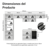 Combo completo de Cocina 350 x 60 cm Blanco/Negro Lux Madesa 02