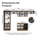 Combo completo de Cocina 350 x 60 cm Marrón/Negro Lux Madesa 02