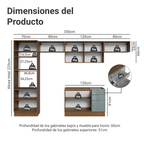 Combo completo de Cocina 350 cm 9 Puertas 3 Cajones Sin Mesada Marrón/Gris Lux Madesa