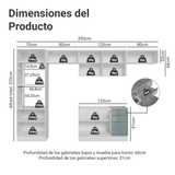 Combo completo de Cocina 350 x 60 cm Blanco/Gris Lux Madesa 02