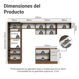 Combo completo de Cocina 350 x 60 cm Marrón/Blanco Aterciopelado Lux Madesa 02