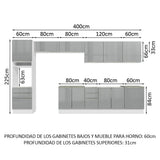 Combo completo de Cocina 400cm Blanco/Gris Lux da Thauane Madesa