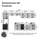 Combo completo de Cocina 400 cm Blanco/Negro Lux Madesa 02