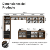 Combo completo de Cocina 400 cm Marrón/Negro Lux Madesa 05