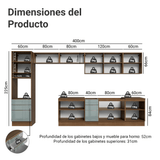 Combo completo de Cocina 400 cm Marrón/Gris Lux Madesa 02