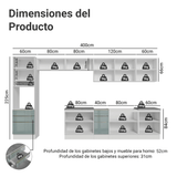 Combo completo de Cocina 400 cm Blanco/Gris Lux Madesa 02
