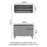 Cocina Compacta 120 cm Gris Nice Madesa 01