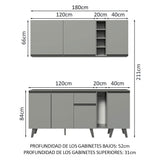 Combo Completo de Cocina 180 cm Gris Nice Madesa 01