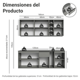 Cocina Compacta 180 cm Flotante Gris Nice Madesa 04