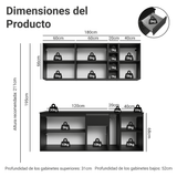 Cocina Compacta 180 cm Flotante Negro Nice Madesa 04