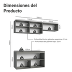 Combo completo de Cocina Flotante Nice 200 cm 5 Puertas (Con Mesada) Gris 02 Madesa