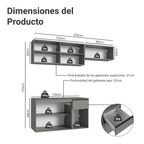 Combo completo de Cocina Flotante Nice 200 cm 5 Puertas (Con Mesada) Gris 04 Madesa