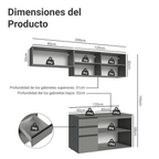 Combo completo de Cocina Flotante Nice 200 cm 5 Puertas (Con Mesada) Gris 05 Madesa