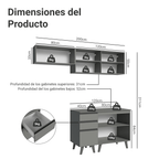 Cocina Compacta 200 cm 5 Puertas 3 Cajones Gris Nice Madesa