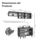 Combo de Cocina 200cm Gris Nice Madesa 06