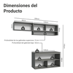 Combo completo de Cocina Flotante Nice 200 cm 5 Puertas (Con Mesada) Gris 07 Madesa