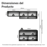 Cocina Compacta 200 cm Flotante Negro Nice Madesa 07