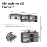 Combo de Cocina Flotante 200cm Gris Nice Madesa 12