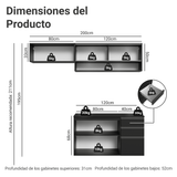 Cocina Compacta 200 cm Flotante Negro Nice Madesa 12