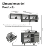 Combo de Cocina 200cm Gris Nice Madesa 13