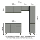 Combo Completo de Cocina 220 cm Gris Nice Madesa 03