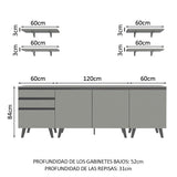 Cocina Compacta 240 cm Gris Nice Madesa 01