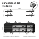 Combo Completo de Cocina 240 cm Negro Nice Madesa 01
