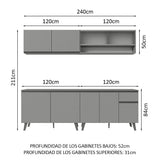 Combo Completo de Cocina 240 cm Gris Nice Madesa 02