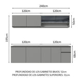 Combo Completo de Cocina Flotante 240 cm Gris Nice Madesa 05