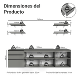 Combo completo de Cocina 240cm Flotante Gris Nice 10