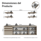 Combo completo de Cocina 240 cm, Flotante, Crema Nice 10