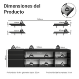 Combo Completo de Cocina 240 cm Flotante Negro Nice Madesa 10