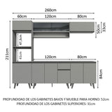 Combo Completo de Cocina 260 cm Gris Nice Madesa 01