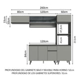 Combo Completo de Cocina 260 cm Gris Nice Madesa 03