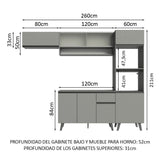 Combo Completo de Cocina 260 cm Gris Nice Madesa 04