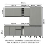 Combo Completo de Cocina 260 cm Gris Nice Madesa 05
